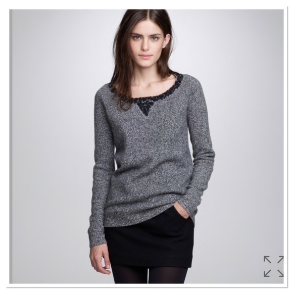 J. Crew Sweaters - J. Crew sequined boyfriend sweater 100% lambs wool